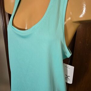 Xersion Womens Tank Top Aqua Mint Green XXL Ribbed Quick-Dri Racerback  NWT